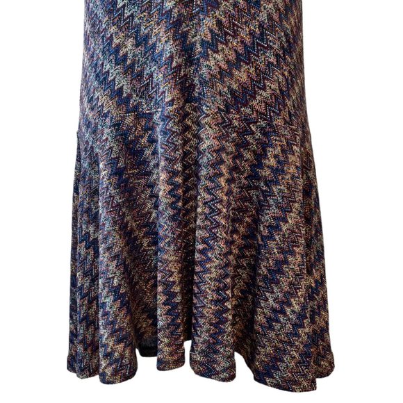 Maeve Womens Multicolor Westwater Chevron Drop Waist Slip Lined Knit Dress S - Picture 5 of 11